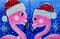 Jolly Flamingos Holiday Painting